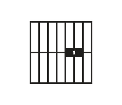 black prison bars with keyhole on white clip art preview
