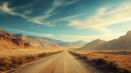 breathtaking landscape road in a desert valley 