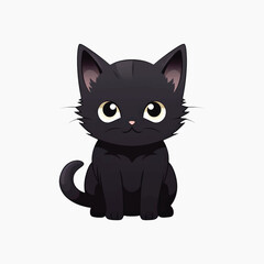 Fototapeta premium Adorable black kitten cartoon illustration