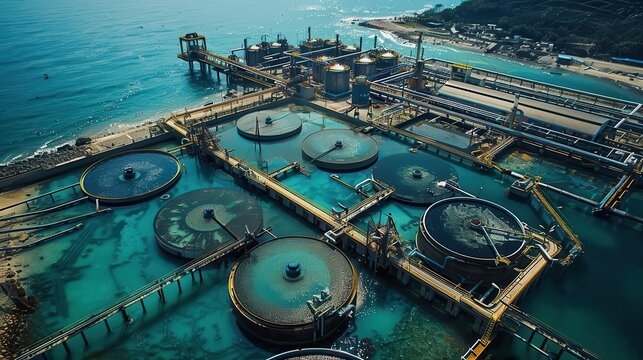 Large-scale desalination plant on coastal area,