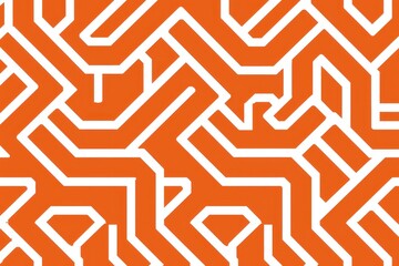 Abstract geometric pattern with white lines on a vibrant orange background