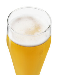Glass of light beer isolated on white