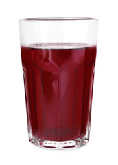 Tasty grape juice in glass isolated on white