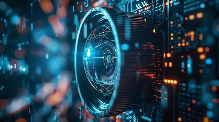 Business with technology Cyber security is critical to doing business in the era of AI computing Concepts of surveillance and security scanning of digital program cyber futuristic appl : Generative AI