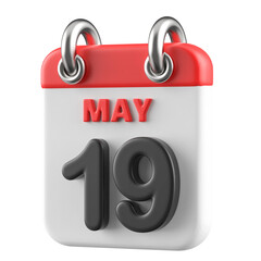 19th May Calendar Icon 3D Render