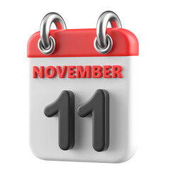 11th November Calendar Icon 3D Render