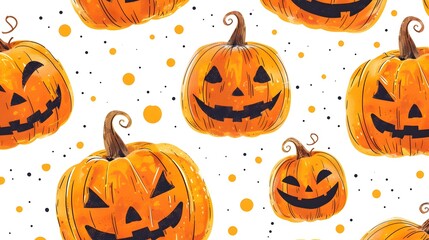 Vibrant Pumpkin Patch Pattern for Festive Halloween Background