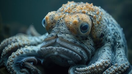 Close-up of a Blue-Ringed Octopus with its Tentacles Visible