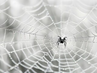 Spooky Seamless Spider Web Pattern with Eerie Atmosphere and Clear Space
