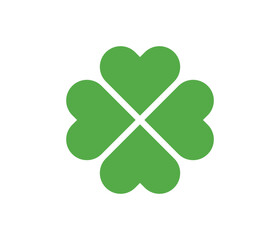 Luck or stylized lucky four leaf clover vector icon, Shamrock green four leaf clover icon for apps and web