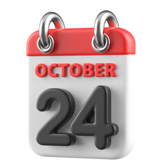 24th October Calendar Icon 3D Render