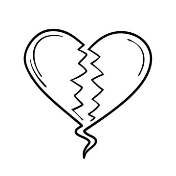recommend clip art: Doodle broken heart Hand drawn line art valentine heart Valentines Day parting separation (8)