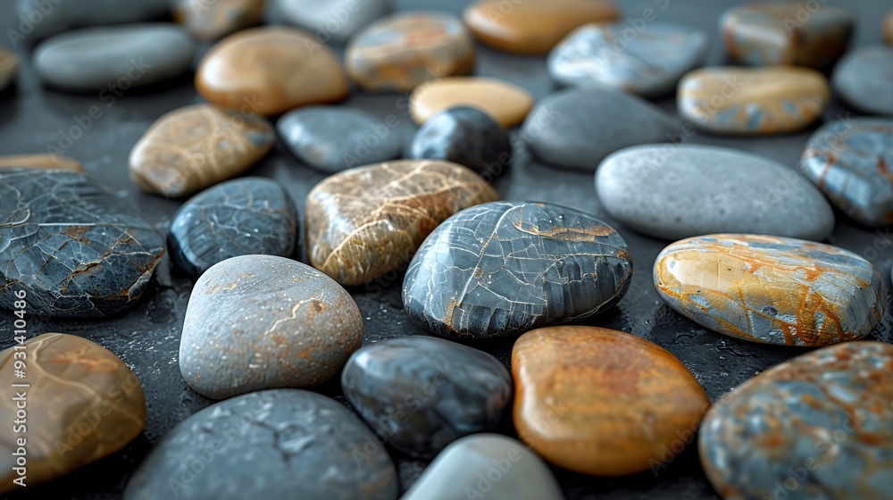 Aufkleber natural stones on a dark background for product presentation : generative ai