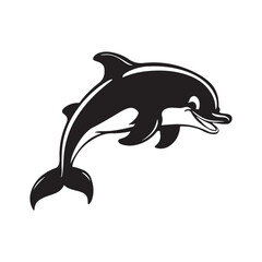Dolphin silhouette vector with white Background