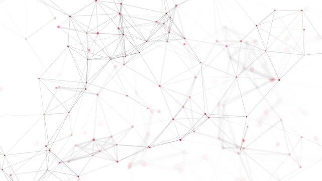 Abstract polygonal space with dots and lines motion. Data technology and scientific illustration. 3d rendering. Seamless loop. 4K