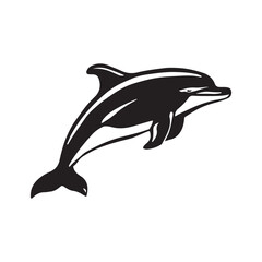 Dolphin silhouette vector with white Background