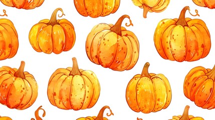 Autumn Pumpkin Patch Party Pattern for Harvest Halloween Postcards and Greeting Cards