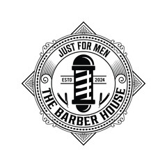 Obraz premium Barber shop logo and white vintage labels illustration templates vintage design tools vector.
