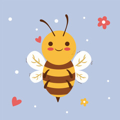 Vector Illustration Bee Cute Colorful
