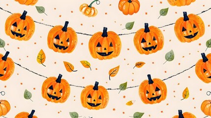 Autumn Pumpkin Patch Party Pattern for Halloween and Harvest