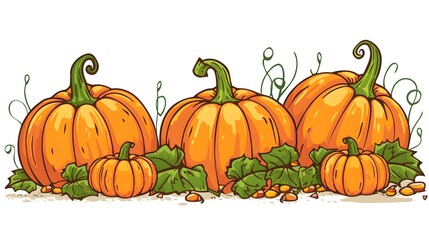 Autumn Pumpkin Patch Pattern for Harvest Halloween Postcards and Banners