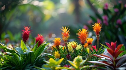 Plants and flowers of sky garden in Nong Nooch Tropical Botanical Garden Thailand : Generative AI