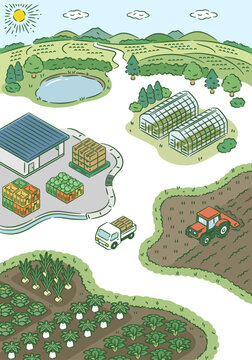 Countryside and agriculture scroll illustration