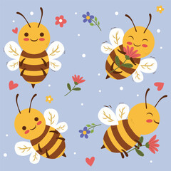 Vector Illustration Bee Cute Colorful