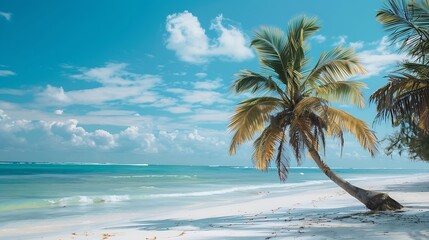 palm tree at diani beach kenya : Generative AI © Generative AI