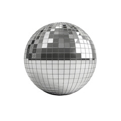 Silver disco mirror ball isolated white background