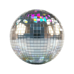 Silver disco mirror ball isolated white background