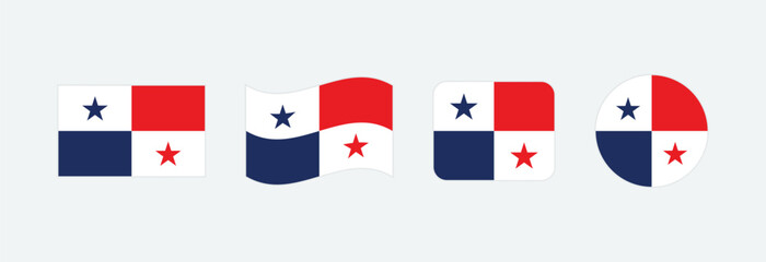 Vector Panama flag. Set of Panama Flags Collection. 
