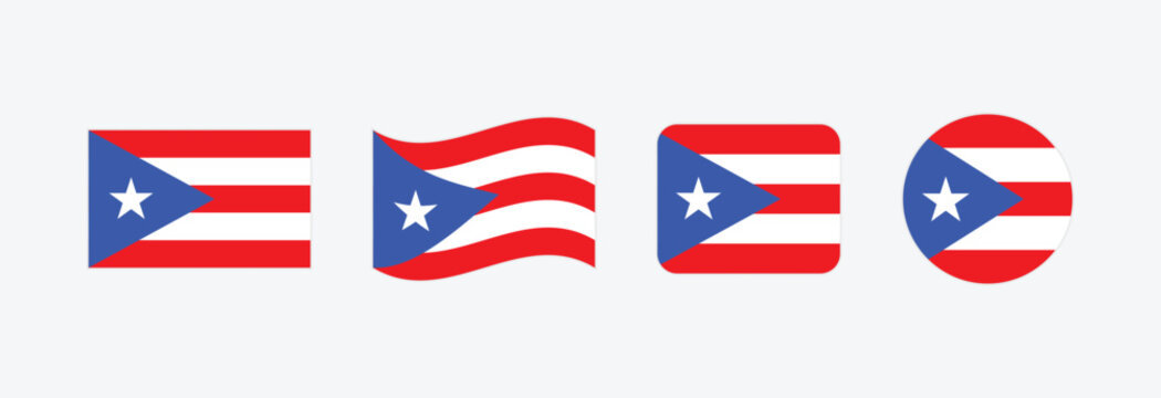 Vector Puerto Rico flag. Set of Puerto Rico Flags Collection. 
