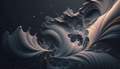 Abstract close-up of flowing textures illuminated by warm light in a dark, surreal environment