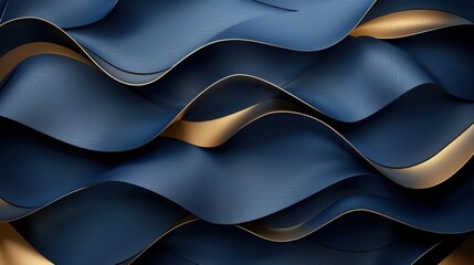 Obraz premium Produce an abstract design with elegant blue and gold ribbons. Focus on creating a luxurious effect with fluid, seamless ribbons and a sophisticated color palette
