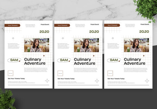 Brown and White Food Event Flyer
