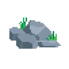 Fototapeta premium rocks pixel art, vector illustration on isolated background.