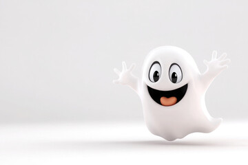 spooky ghost 3d cartoon cute white background copyspace halloween