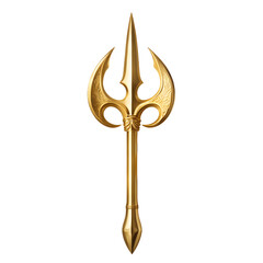 Golden Trident Isolated on Transparent Background