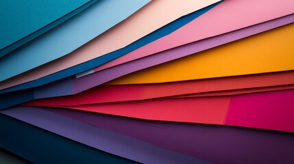 Fototapeta premium A neatly stacked pile of colorful paper sheets, arranged in a gradient from light to dark. 