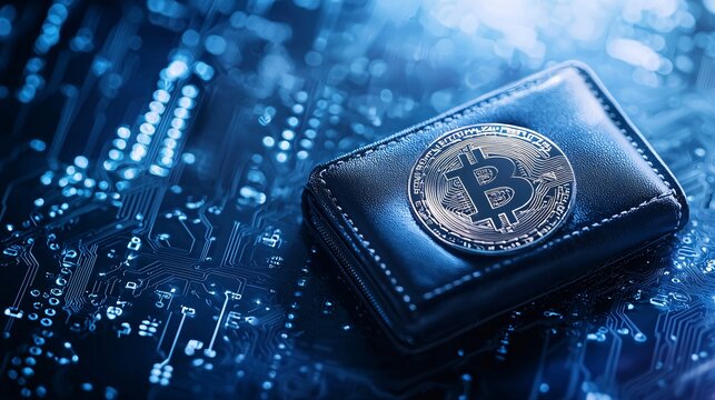 Cryptocurrency symbols floating around a digital wallet, showcasing the rise of decentralized finance, Crypto symbols wallet, Decentralized finance