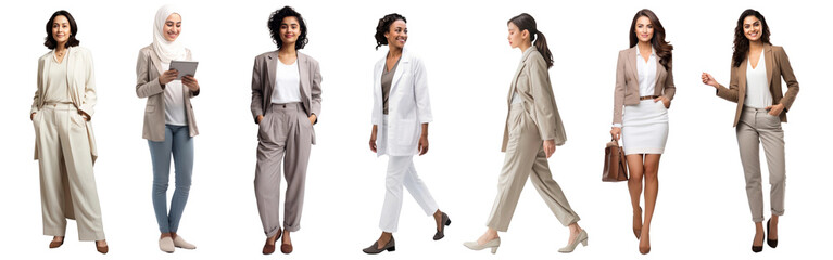 Diverse businesswomen full body png cut out element set