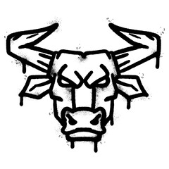 Spray Painted Graffiti bull icon Sprayed isolated with a white background.