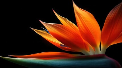 A vibrant orange flower with striking petals, showcasing its unique beauty against a dark background, perfect for romantic themes.
