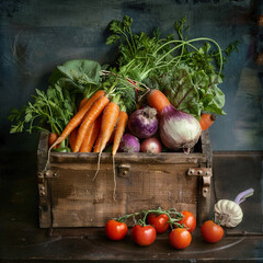 fresh vegetables on the wooden table