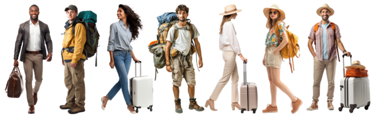 Diverse people full body png cut out element set