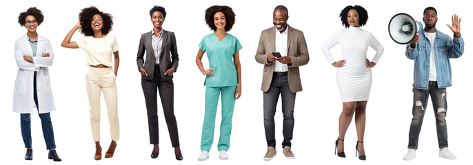 Diverse people full body png cut out element set