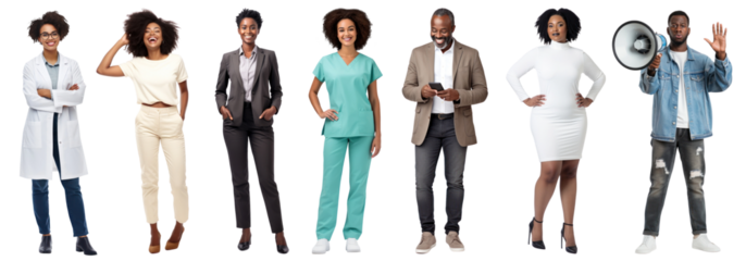 Diverse people full body png cut out element set