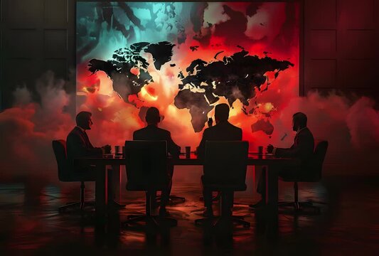 Group of men around a table with a large map plotting a plan.