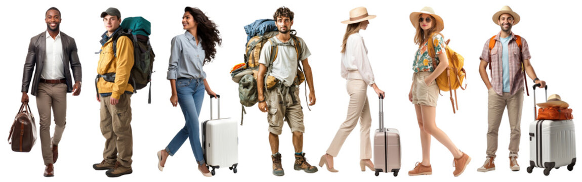 Diverse people full body png cut out element set